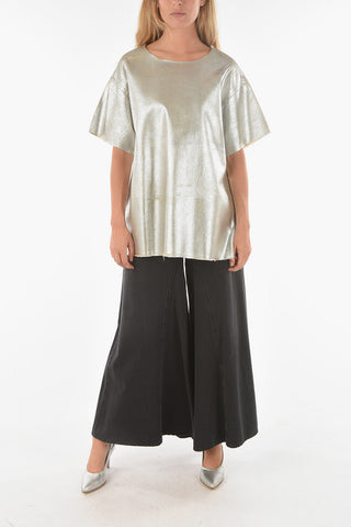 MM6 Coated Metallic T-shirt with Side Slit