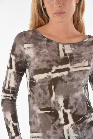 T-shirt a Maniche Lunghe MONOPOLI Elasticizzata con Scollo a Barca 