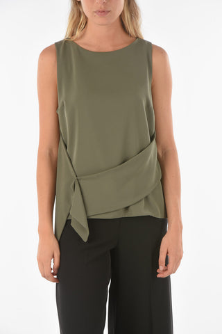 Draped PORTAVENTURA Tank Top with Back ZIp