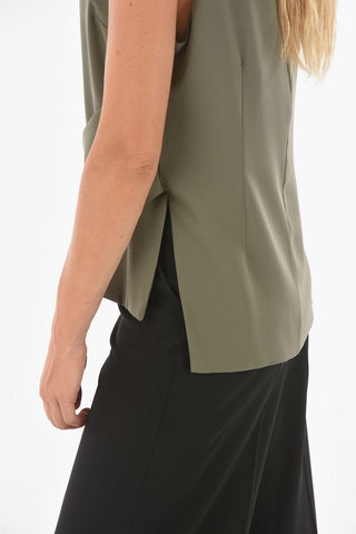 Draped PORTAVENTURA Tank Top with Back ZIp