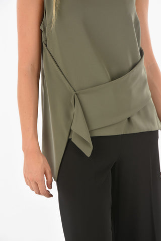 Draped PORTAVENTURA Tank Top with Back ZIp
