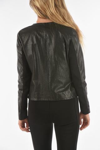Leather PLUMCAKE Jacket with Asymmetrical Fastening