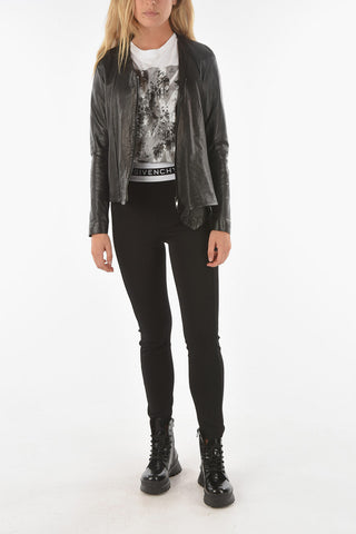 Leather PLUMCAKE Jacket with Asymmetrical Fastening