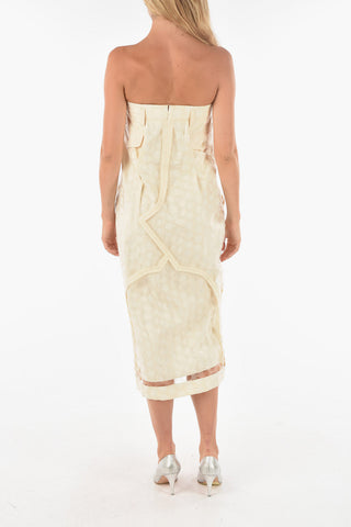 Draped Perforated Dress with Built-in Bustier