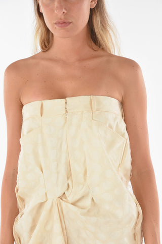 Draped Perforated Dress with Built-in Bustier