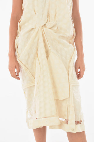 Draped Perforated Dress with Built-in Bustier