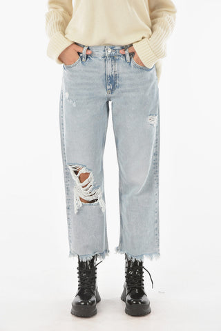 Light-wash APRIL Distressed Jeans with Frayed Hems
