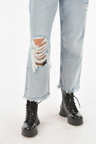 Light-wash APRIL Distressed Jeans with Frayed Hems