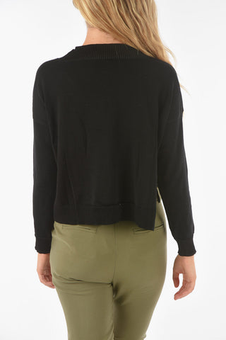 V-neck SWAPS Crop Sweater with Ribbed Hems