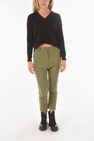 V-neck SWAPS Crop Sweater with Ribbed Hems