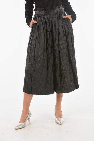 MM6 Coated Fabric Cropped Fit Pleated Pants