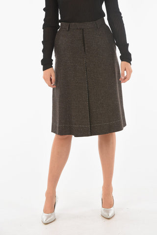 Tartan Midi Skirt with Belt Loops