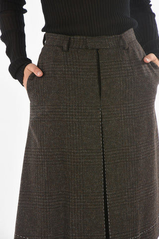Tartan Midi Skirt with Belt Loops