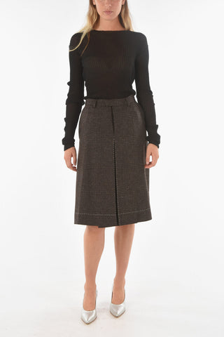 Tartan Midi Skirt with Belt Loops