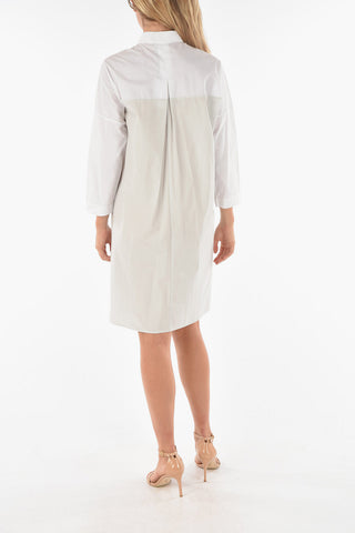 3/4-Sleeved Cotton Shirt Dress