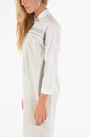 3/4-Sleeved Cotton Shirt Dress