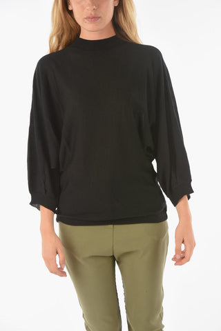 Maglia girocollo CURLIN in Misto Lana Vergine con Maniche a Pipistrello