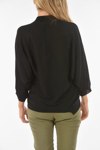 Maglia girocollo CURLIN in Misto Lana Vergine con Maniche a Pipistrello