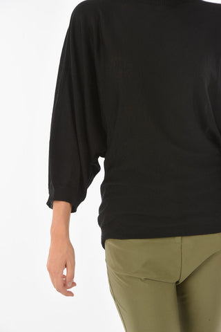 Maglia girocollo CURLIN in Misto Lana Vergine con Maniche a Pipistrello
