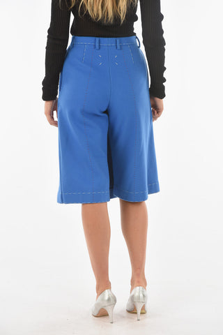Visible Stitching Virgin Wool Midi Skirt
