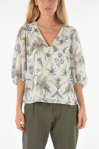 Puffed Sleeve TIA HARRIS Floral Patterned Blouse