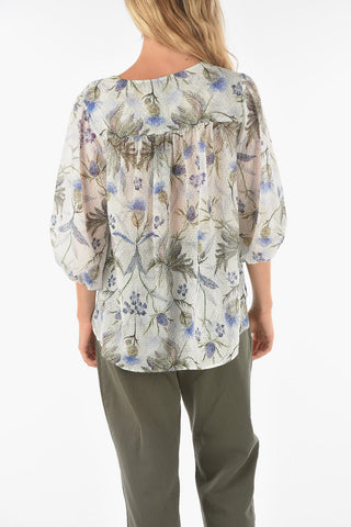 Puffed Sleeve TIA HARRIS Floral Patterned Blouse