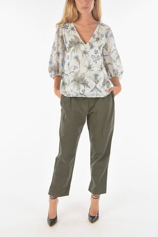 Puffed Sleeve TIA HARRIS Floral Patterned Blouse