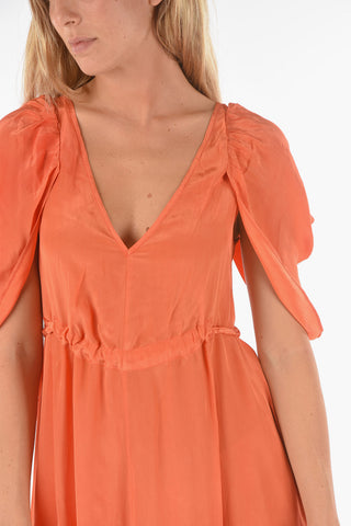 Vestito in Satin ELLE con Maniche a Farfalla