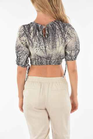 Plant Motif ASTA PEMBURY Linen Blend Crop Top
