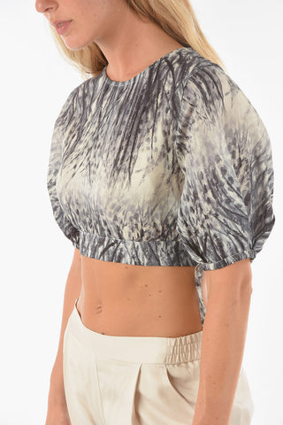 Plant Motif ASTA PEMBURY Linen Blend Crop Top
