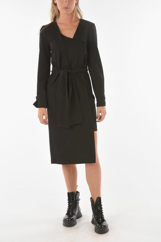 Asymmetrical Cut TERRA Midi Dress with Maxi Belt