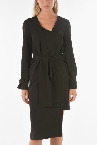 Asymmetrical Cut TERRA Midi Dress with Maxi Belt