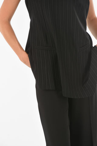 Pinstriped CAFFAREL V-neck Top with Belt