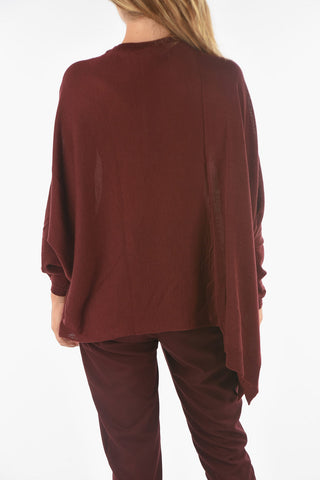 Virgin Wool Blend CURLIN Crewneck Sweater with Asymetrical Cut