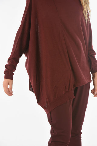 Virgin Wool Blend CURLIN Crewneck Sweater with Asymetrical Cut