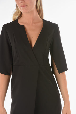 Vestito Midi TERRA con Maniche Corte con Spacco e Scollo a V
