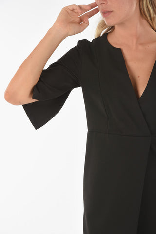 Vestito Midi TERRA con Maniche Corte con Spacco e Scollo a V