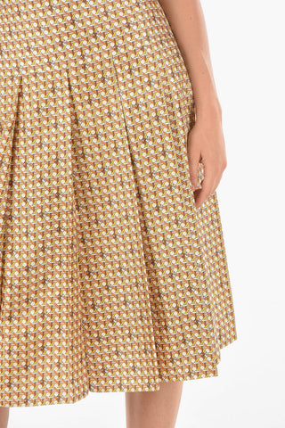 Geometric Patterned CARMINE Silk Midi Skirt