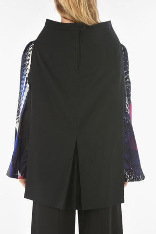 Patterned Sleeve Two Tone Top