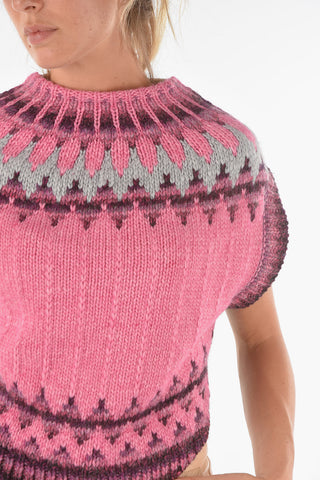 MM6 Maglia a Maniche Corte in Misto Lana e Alpaca