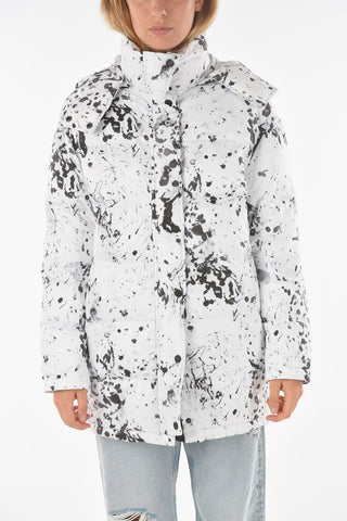 Hooded PEMBER Puffer with Abstract Pattern
