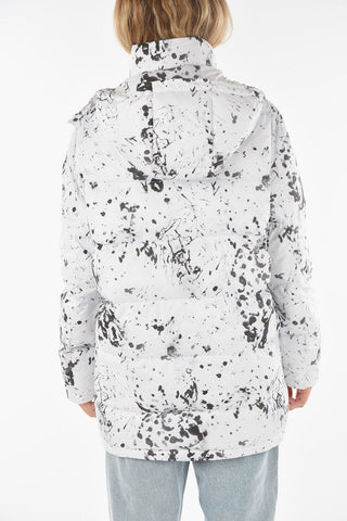 Hooded PEMBER Puffer with Abstract Pattern
