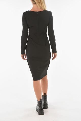 Vestito Midi GOCCIOLE a Maniche Lunghe con Drappeggio