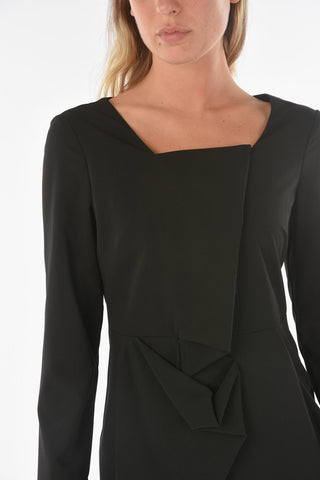 Vestito Midi GOCCIOLE a Maniche Lunghe con Drappeggio