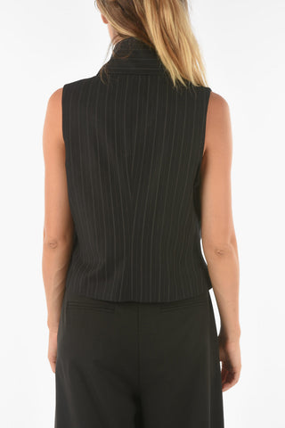 Pinstriped CAFFAREL Vest with Shawl Collar