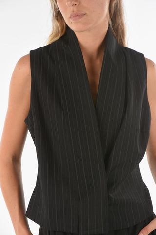 Pinstriped CAFFAREL Vest with Shawl Collar