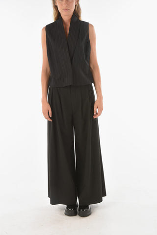 Pinstriped CAFFAREL Vest with Shawl Collar