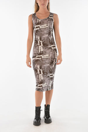 Vestito Midi MONOPOLI Attillato con Fantasia Astratta