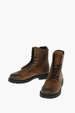 Contrasting Laces Leather D-ALABHAMA CB Combat Booties