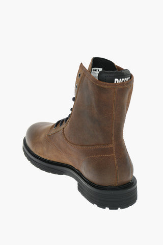 Contrasting Laces Leather D-ALABHAMA CB Combat Booties